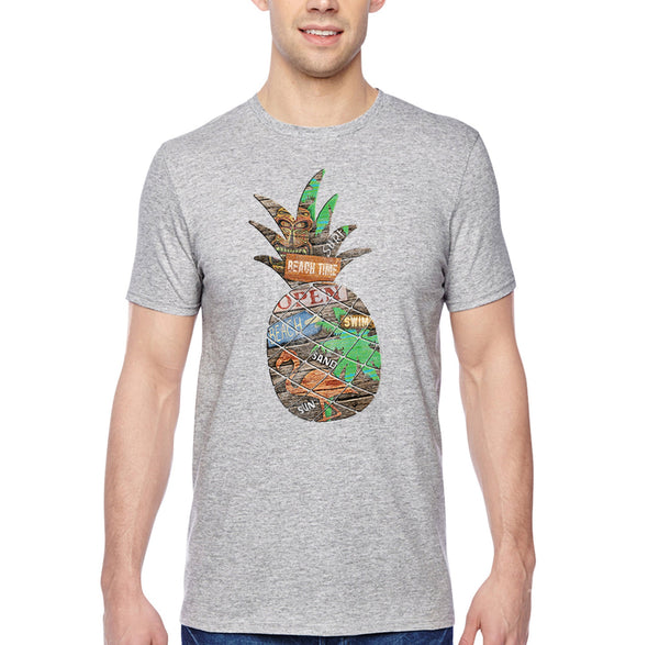 XtraFly Apparel Men&#39;s Tee Beach Pineapple Tropical Vacation Tiki Flamingo Palm Tree Hawaii Hawaiian Summer Surf Surfing Sea Crewneck T-shirt