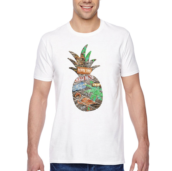 XtraFly Apparel Men&#39;s Tee Beach Pineapple Tropical Vacation Tiki Flamingo Palm Tree Hawaii Hawaiian Summer Surf Surfing Sea Crewneck T-shirt