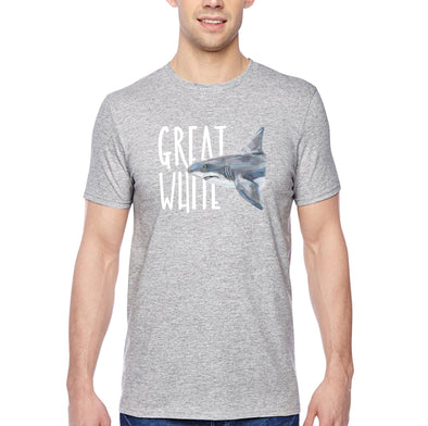 XtraFly Apparel Men&#39;s Tee Great White Shark Fish Fishing Hammer Head Mako Blue Tiger Bull Swim Swimming Surfing Beach Ocean Crewneck T-shirt