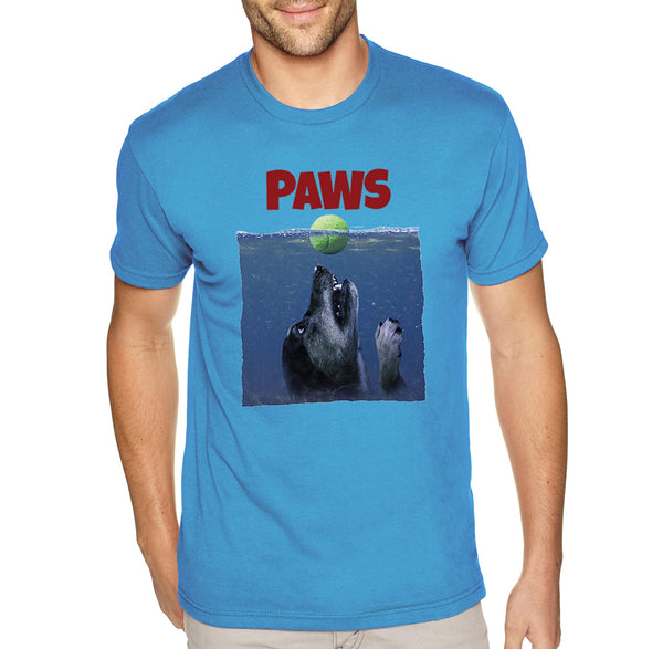 XtraFly Apparel Men&#39;s Tee Paws Dog Swim Swimming Jaws Animal Puppy Pet Ocean Sea Great White Shark Tiger Fish Fishing Beach Crewneck T-shirt