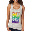 XtraFly Apparel Women&#39;s Can&#39;t Think Straight LGBTQ Queer Gay AF Pride Flag Rainbow Bisexual Lesbian Pansexual Transgender Ally Racerback