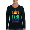 XtraFly Apparel Women&#39;s Can&#39;t Think Straight LGBTQ Queer Gay Pride Flag Rainbow Bisexual Lesbian Pansexual Transgender Long Sleeve T-Shirt