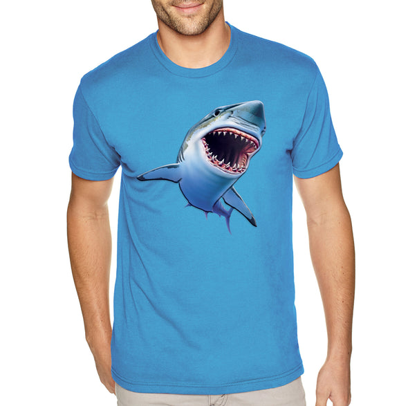 XtraFly Apparel Men&#39;s Tee Sharky Great White Shark Swim Swimming Fish Fishing Diving Boating Beach Mako Blue Tiger Bull Sea Crewneck T-shirt