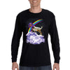 XtraFly Apparel Men&#39;s Rainbow Goat Space Galaxy Astronaut Mars Moon UFO Alien Rocket Ship Animal Zoo Sheep Capricorn Long Sleeve T-Shirt