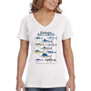 XtraFly Apparel Women&#39;s Saltwater Records Albacore King Mackerel Blue Marlin Amberjack Great Barracuda Swordfish Sailfish Sea V-neck T-shirt