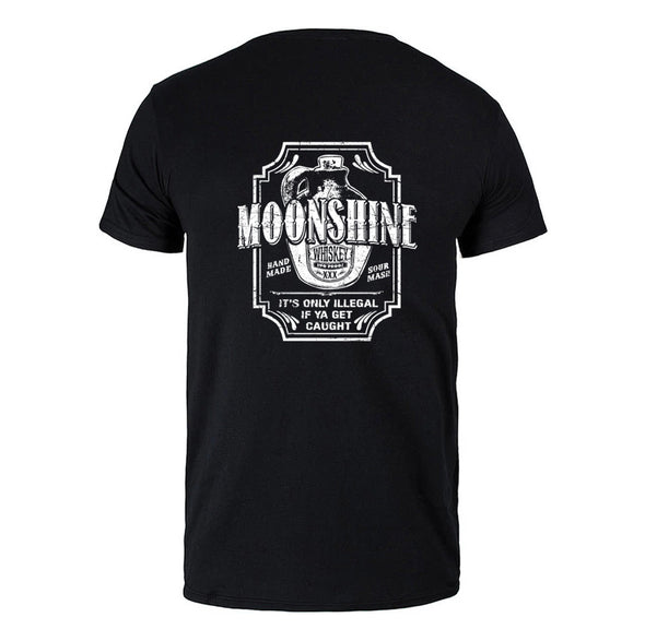 XtraFly Apparel Men&#39;s Tee Moonshine Whiskey Moonshiners Popcorn Shine Country Prohibition Brewery Brewing Drinking Beer Crewneck T-shirt