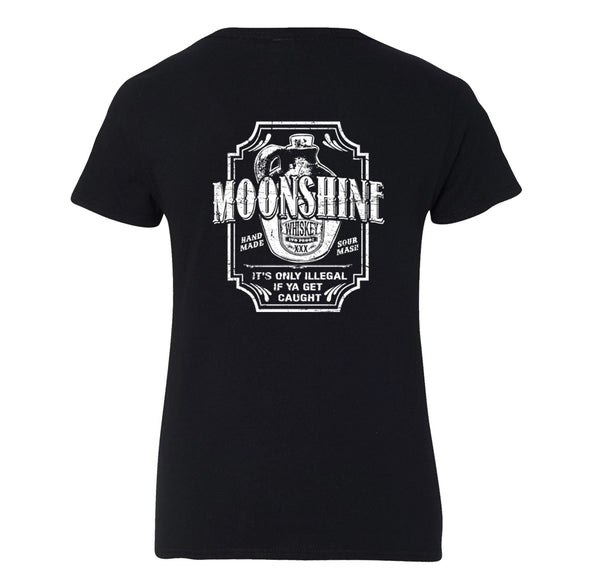 XtraFly Apparel Women&#39;s Moonshine Whiskey Moonshiners Popcorn Shine Country Prohibition Brewery Brewing Drinking Beer Drunk V-neck T-shirt