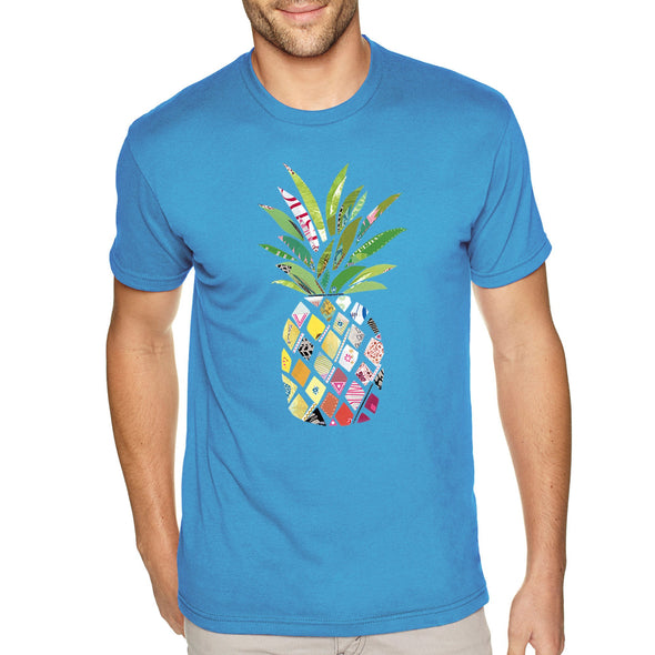XtraFly Apparel Men&#39;s Tee Patterned Pineapple Beach Vacation Summer Tropical Fruit Hawaiian Mango Coconut Pina Colada Surf Crewneck T-shirt