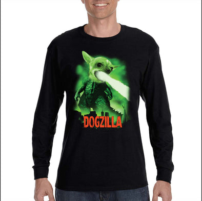 XtraFly Apparel Men&#39;s Dogzilla Dog Animal Pet Puppy Chihuahua Monster Creature Japan Japanese Tokyo Anime Long Sleeve T-Shirt