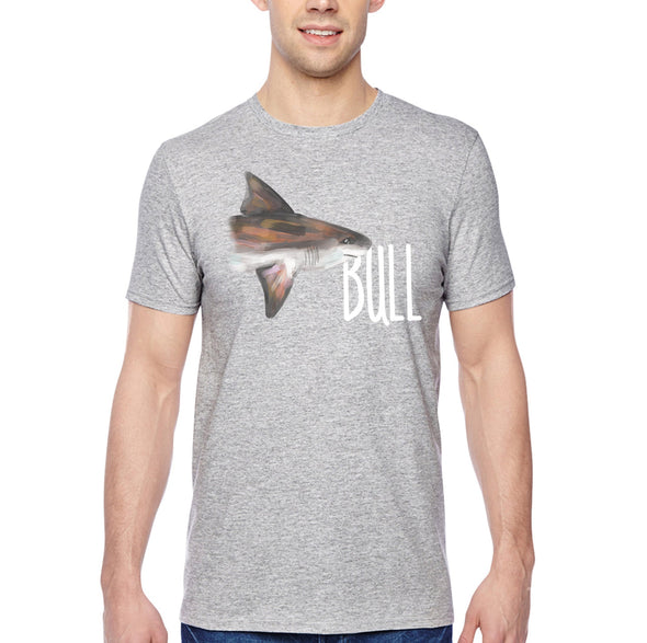 XtraFly Apparel Men&#39;s Tee Bull Shark Great White Hammer Head Mako Tiger Fish Fishing Ocean Sea Swimming Fisherman Beach Crewneck T-shirt