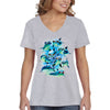XtraFly Apparel Women&#39;s Mob Squad Dolphin Pod Swim Swimming Fish Fishing Diving Surf Surfing Vacation Great White Shark Ocean V-neck T-shirt