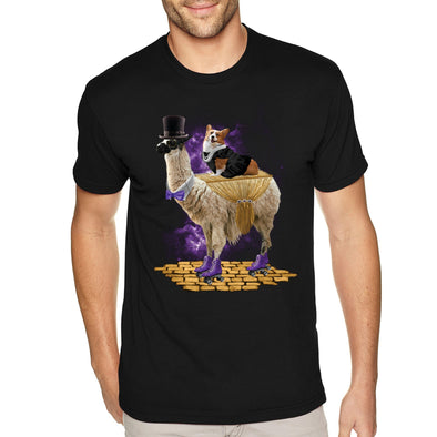 XtraFly Apparel Men&#39;s Tee Corgi Express Llama Alpaca Dog Pet Puppy Space Galaxy Alien Rollerblades Wild Animal Zoo Alien Crewneck T-shirt