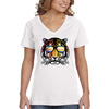 XtraFly Apparel Women&#39;s Summer Tiger Vacation Tropical Beach Wild Animal Jungle Wildlife Zoo Safari Africa African Lion V-neck T-shirt