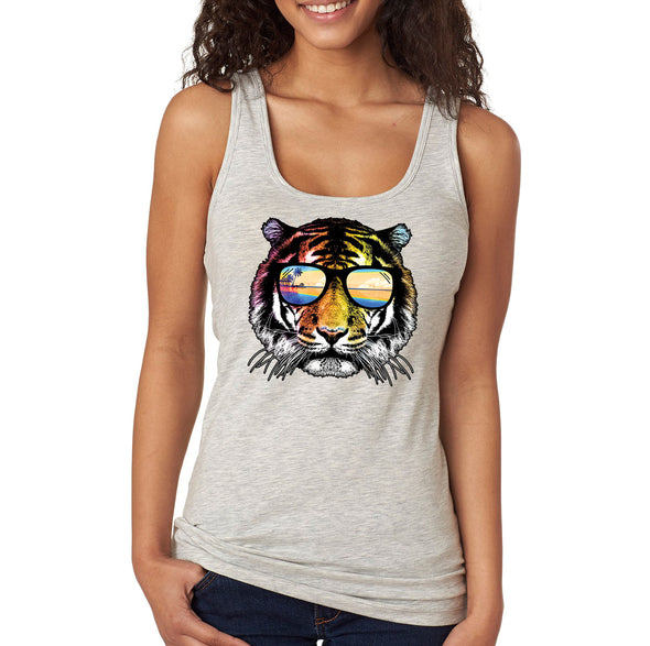 XtraFly Apparel Women&#39;s Summer Tiger Vacation Tropical Beach Wild Animal Jungle Wildlife Zoo Safari Africa African Lion Racerback