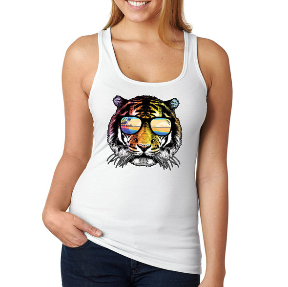 XtraFly Apparel Women&#39;s Summer Tiger Vacation Tropical Beach Wild Animal Jungle Wildlife Zoo Safari Africa African Lion Racerback