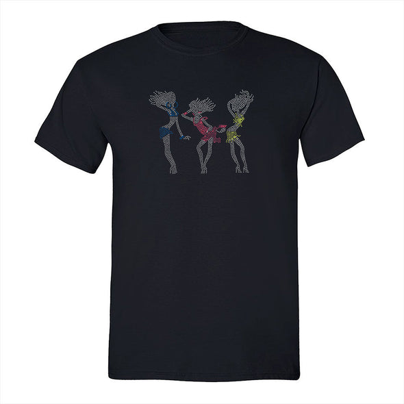 XtraFly Apparel Men&#39;s Tee Sexy Dancing Girls Sequin Rhinestone Fashionista Fashion Sassy Feminine Party Festival Music DJ Crewneck T-shirt