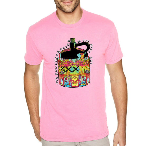 XtraFly Apparel Men&#39;s Tee My Favorite Drink Drinking Drunk Brewery Brewing Beer Whiskey Moonshine Food Wine Festival Picnic Crewneck T-shirt