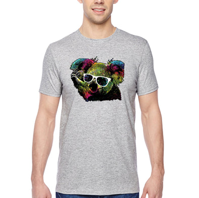 XtraFly Apparel Men&#39;s Tee Neon Koala Bear Glasses Tie Dye Wild Animal Zoo Jungle Wildlife Forest Australia Australian Crewneck T-shirt