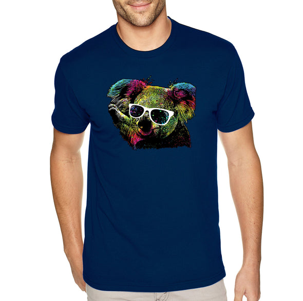 XtraFly Apparel Men&#39;s Tee Neon Koala Bear Glasses Tie Dye Wild Animal Zoo Jungle Wildlife Forest Australia Australian Crewneck T-shirt