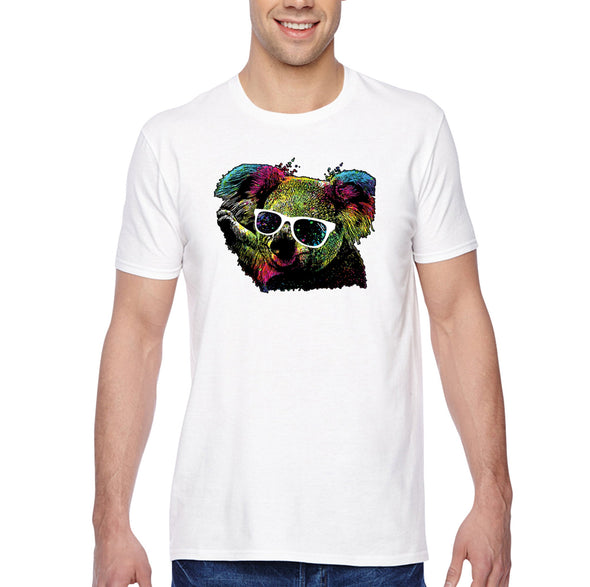 XtraFly Apparel Men&#39;s Tee Neon Koala Bear Glasses Tie Dye Wild Animal Zoo Jungle Wildlife Forest Australia Australian Crewneck T-shirt