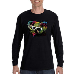 XtraFly Apparel Men&#39;s Neon Koala Bear Glasses Tie Dye Wild Animal Zoo Jungle Wildlife Forest Australia Australian Long Sleeve T-Shirt