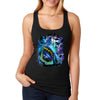 XtraFly Apparel Women&#39;s Cosmic Shark Great White Cosmo Space Galaxy Moon Earth Mars Alien UFO Fish Fishing Swim Diving Ocean Sea Racerback