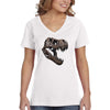 XtraFly Apparel Women&#39;s T-Rex Skull Dinosaur Fossil Skeleton Artifact Ancient Prehistoric Animal Tyrannosaurus Triceratops V-neck T-shirt