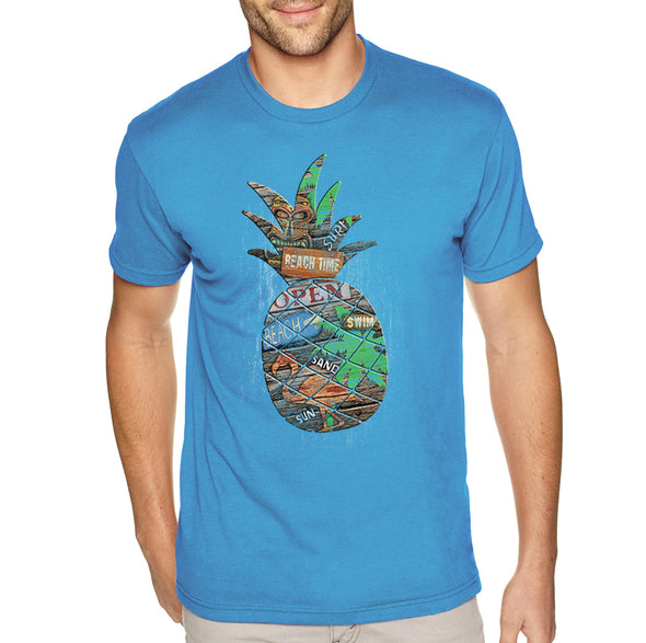 XtraFly Apparel Men&#39;s Tee Beach Pineapple Tropical Vacation Tiki Flamingo Palm Tree Hawaii Hawaiian Summer Surf Surfing Sea Crewneck T-shirt