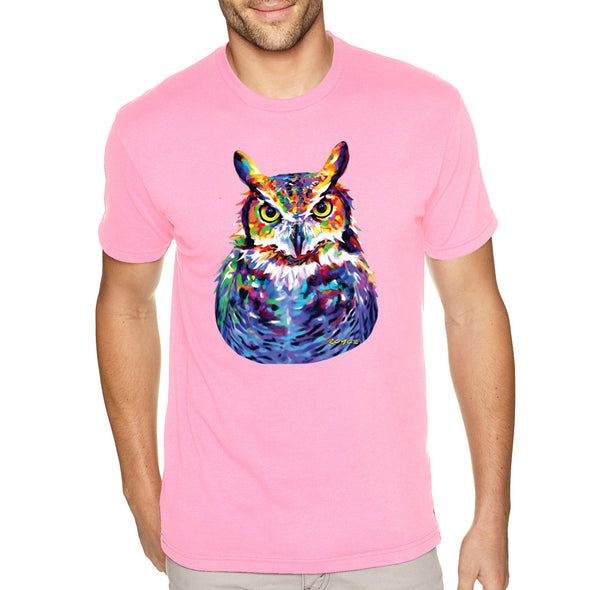 XtraFly Apparel Men&#39;s Tee Great Horned Owl Wild Animal Lover Zoo Wildlife Barn Snowy Night Bird Hawk Eagle Forest Nocturnal Crewneck T-shirt