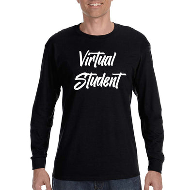 XtraFly Apparel Men&#39;s Virtual Student Online College High School Social Distance Distancing Quarantine Learning Teacher Long Sleeve T-Shirt