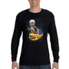 XtraFly Apparel Men&#39;s Rainbow Burger Cat Space Galaxy Pet Astronaut Animal Cheeseburger Alien UFO Mars Moon Rocket Ship Long Sleeve T-Shirt