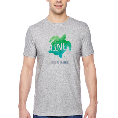 XtraFly Apparel Men&#39;s Tee Love Deep As Ocean Sea Turtle Animal Swim Swimming Fish Fishing Saltwater Surfing Vacation Beach Crewneck T-shirt