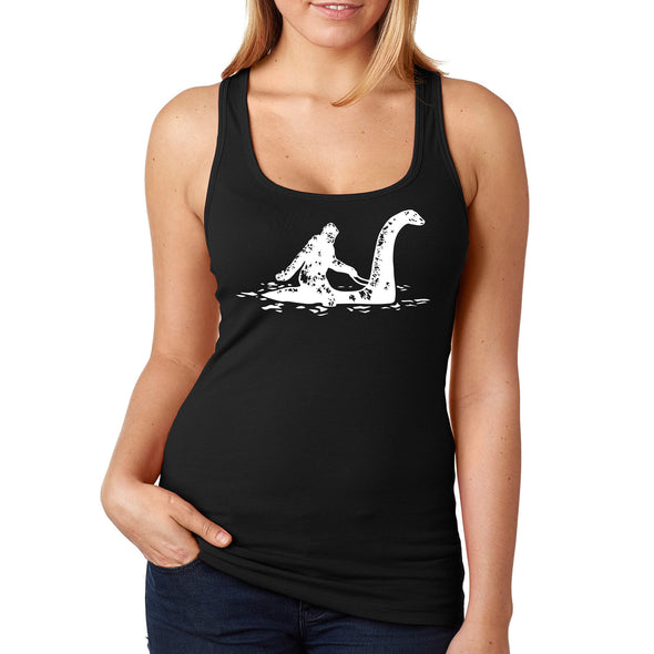 XtraFly Apparel Women&#39;s Loch Ness Monster Bigfoot Sasquatch Yeti Mythical Creature Legend Legendary Nessie Dinosaur Lockness Myth Racerback