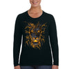 XtraFly Apparel Women&#39;s Glowing Lion Wild Animal Glow Jungle Zoo Wildlife Cat Safari Africa African Tiger Long Sleeve T-Shirt