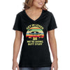 XtraFly Apparel Women&#39;s Get In Loser Butt Stuff UFO Alien Flying Saucer Space Galaxy Earth Astronaut Rocket Extraterrestrial V-neck T-shirt