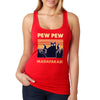 XtraFly Apparel Women&#39;s Pew Pew Madafakas Cat Gun Pistol Kitty Kitten Silhouette Sunset Sunrise Pet Animal Lover Siamese Tabby Racerback