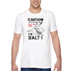 XtraFly Apparel Men&#39;s Tee Caution I&#39;m Salty Great White Shark Jaws Danger Beach Fish Fishing Diving Boating Swim Saltwater Crewneck T-shirt
