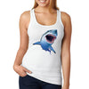 XtraFly Apparel Women&#39;s Sharky Great White Shark Swim Swimming Fish Fishing Diving Boating Beach Mako Blue Tiger Bull Ocean Sea Racerback