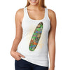 XtraFly Apparel Women&#39;s Beach Surfboard Surf&#39;s Up Surfer Surfing Tiki Hawaii Hawaiian Tropical Vacation Summer Flamingo Palm Tree Racerback