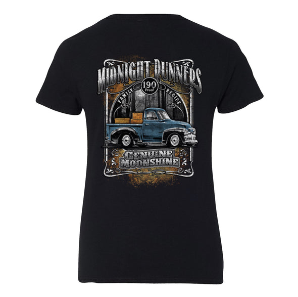XtraFly Apparel Women&#39;s Midnight Runners Moonshine Moonshiners Popcorn Shine Country Whiskey Prohibition Brewery Drinking V-neck T-shirt