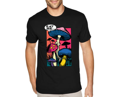 XtraFly Apparel Men&#39;s Tee Mushrooms Comic Book Eat Me Rave Dance Vintage Hippie Portal Festival Desert Nature Plants Forest Crewneck T-shirt