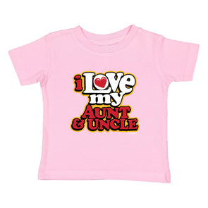 XtraFly Apparel Youth Toddler Love My Aunt & Uncle Auntie Niece Nephew Kids Birthday Gift Baby Soft Fun Daughter Son Child Crewneck T-Shirt