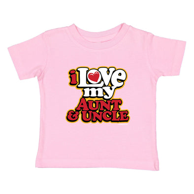 XtraFly Apparel Youth Toddler Love My Aunt & Uncle Auntie Niece Nephew Kids Birthday Gift Baby Soft Fun Daughter Son Child Crewneck T-Shirt