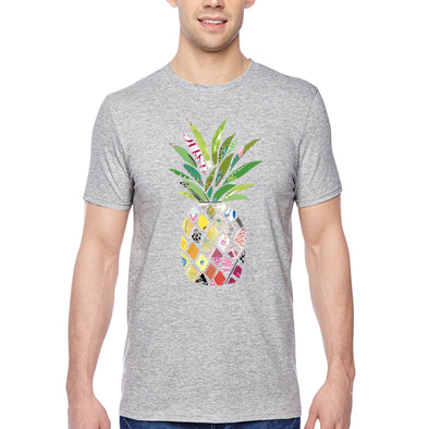 XtraFly Apparel Men&#39;s Tee Patterned Pineapple Beach Vacation Summer Tropical Fruit Hawaiian Mango Coconut Pina Colada Surf Crewneck T-shirt