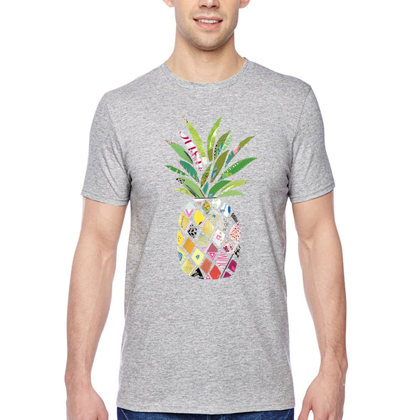 XtraFly Apparel Men&#39;s Tee Patterned Pineapple Beach Vacation Summer Tropical Fruit Hawaiian Mango Coconut Pina Colada Surf Crewneck T-shirt