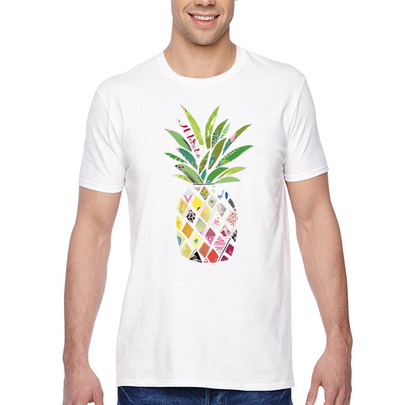 XtraFly Apparel Men&#39;s Tee Patterned Pineapple Beach Vacation Summer Tropical Fruit Hawaiian Mango Coconut Pina Colada Surf Crewneck T-shirt