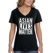 XtraFly Apparel Women&#39;s Asian Lives Matter Protest Activist AAPI American Pacific Islander Political Anti Racist Racism V-Neck T-shirt