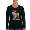 XtraFly Apparel Women&#39;s Corgi Express Llama Alpaca Dog Pet Puppy Space Galaxy Alien Rollerblades Wild Animal Zoo Alien Long Sleeve T-Shirt