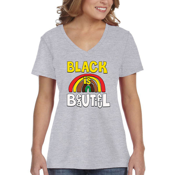 XtraFly Apparel Women&#39;s Black Is Beautiful BLM Lives Matter Africa African American Pride Girl Magic Afro Queen V-neck T-shirt