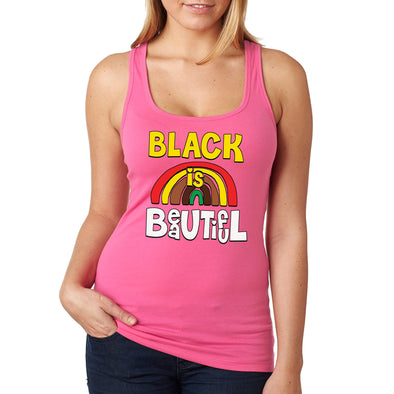 XtraFly Apparel Women&#39;s Black Is Beautiful BLM Lives Matter Africa African American Pride Girl Magic Afro Queen Racerback